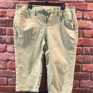 Cato Lime Green Denim Jeans Capris 16W